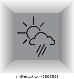 weather icon. sun behind the cloud with rain