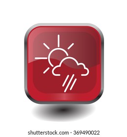 weather icon. sun behind the cloud with rain