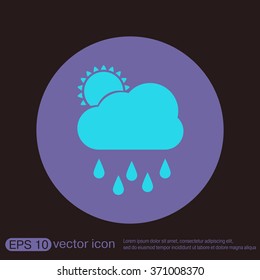 weather icon. sun behind the cloud with rain