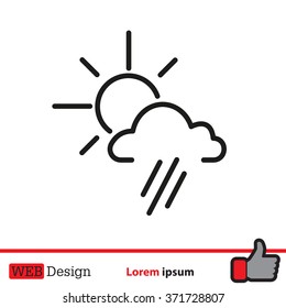 weather icon. sun behind the cloud with rain