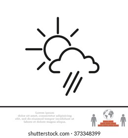 weather icon. sun behind the cloud with rain