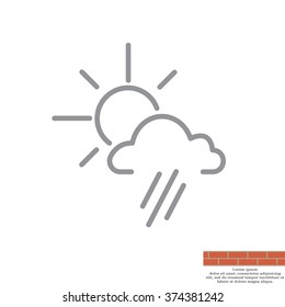 weather icon. sun behind the cloud with rain