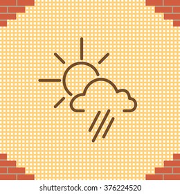 weather icon. sun behind the cloud with rain