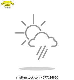 weather icon. sun behind the cloud with rain