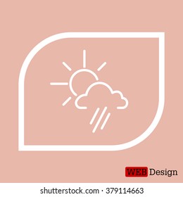 weather icon. sun behind the cloud with rain