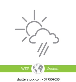 weather icon. sun behind the cloud with rain