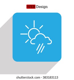 weather icon. sun behind the cloud with rain