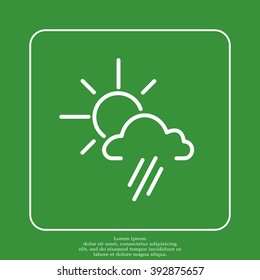 weather icon. sun behind the cloud with rain