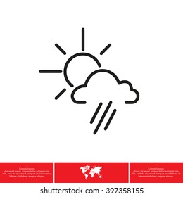 weather icon. sun behind the cloud with rain
