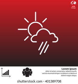 weather icon. sun behind the cloud with rain