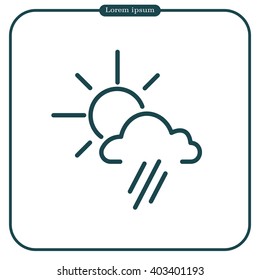 weather icon. sun behind the cloud with rain