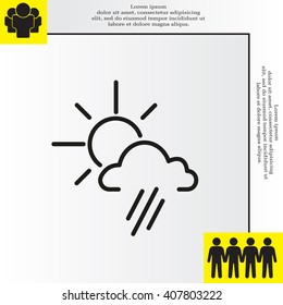 weather icon. sun behind the cloud with rain