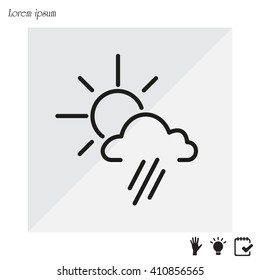 weather icon. sun behind the cloud with rain