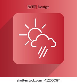 weather icon. sun behind the cloud with rain