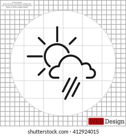 weather icon. sun behind the cloud with rain