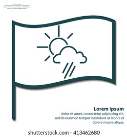 weather icon. sun behind the cloud with rain