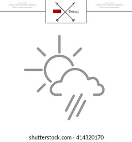 weather icon. sun behind the cloud with rain