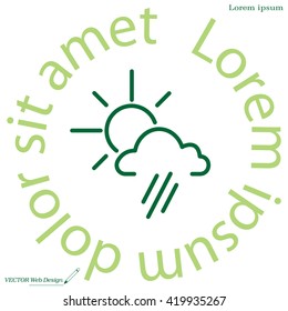weather icon. sun behind the cloud with rain