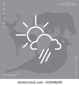 weather icon. sun behind the cloud with rain