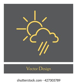 weather icon. sun behind the cloud with rain