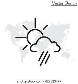 weather icon. sun behind the cloud with rain