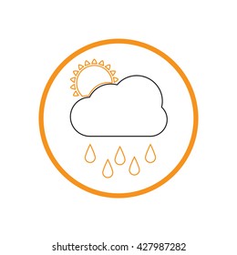 weather icon. sun behind the cloud with rain