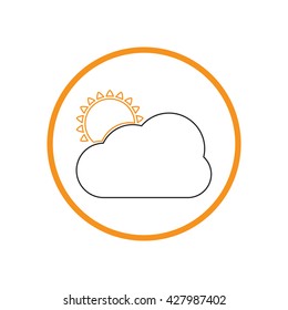 weather icon, sun behind the cloud with rain. 