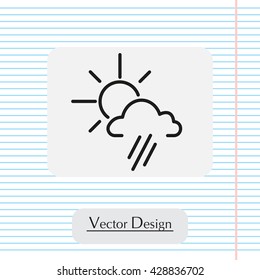 weather icon. sun behind the cloud with rain
