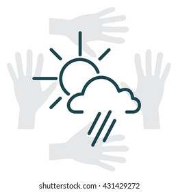 weather icon. sun behind the cloud with rain