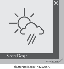 weather icon. sun behind the cloud with rain