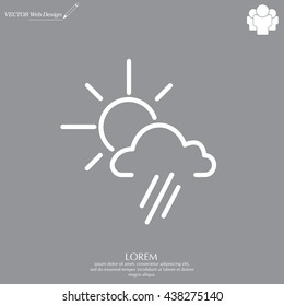 weather icon. sun behind the cloud with rain