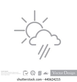 weather icon. sun behind the cloud with rain