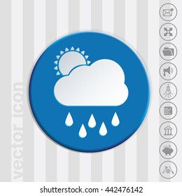 weather icon. sun behind the cloud with rain