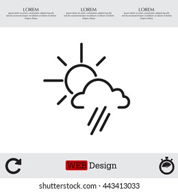 weather icon. sun behind the cloud with rain