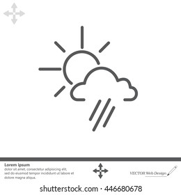 weather icon. sun behind the cloud with rain