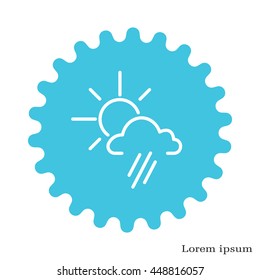 weather icon. sun behind the cloud with rain