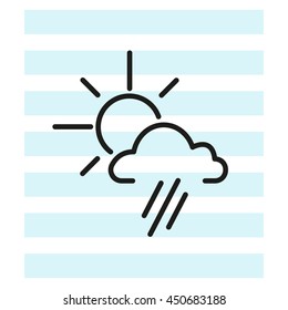 weather icon. sun behind the cloud with rain