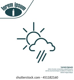weather icon. sun behind the cloud with rain