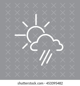 weather icon. sun behind the cloud with rain
