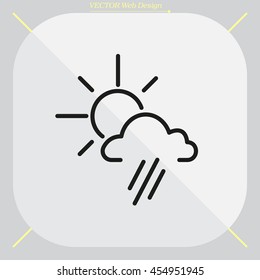 weather icon. sun behind the cloud with rain