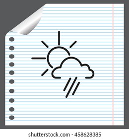 weather icon. sun behind the cloud with rain