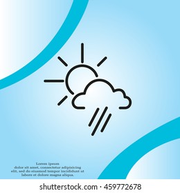 weather icon. sun behind the cloud with rain
