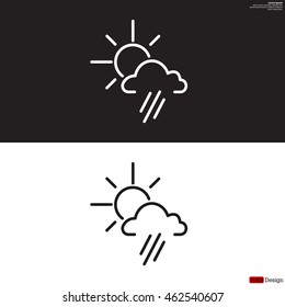 weather icon. sun behind the cloud with rain