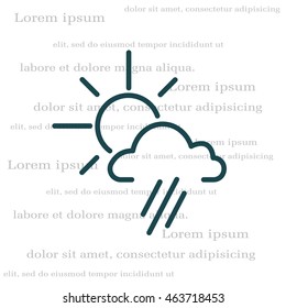 weather icon. sun behind the cloud with rain