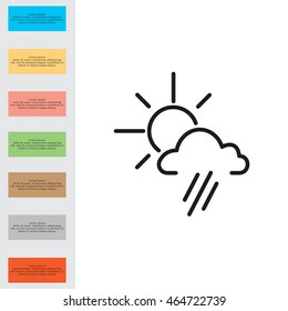 weather icon. sun behind the cloud with rain
