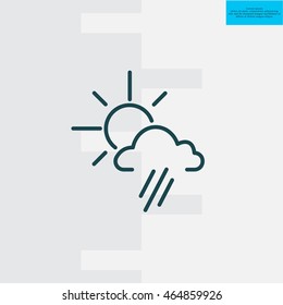 weather icon. sun behind the cloud with rain