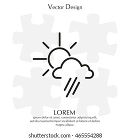 weather icon. sun behind the cloud with rain