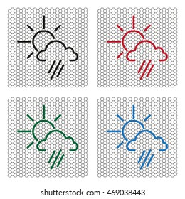 weather icon. sun behind the cloud with rain