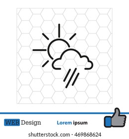 weather icon. sun behind the cloud with rain
