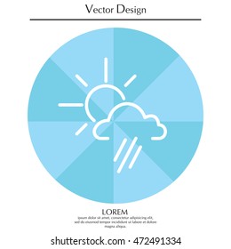 weather icon. sun behind the cloud with rain